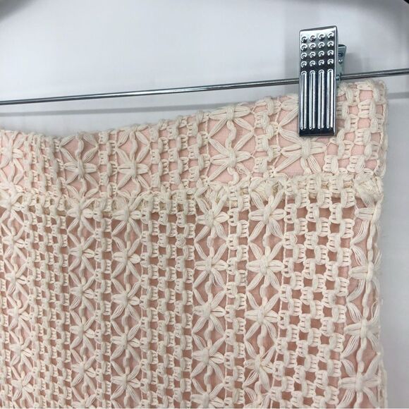 Free‎ People Pencil Skirt Womens 6 Cream Floral Crochet - Picture 7 of 14